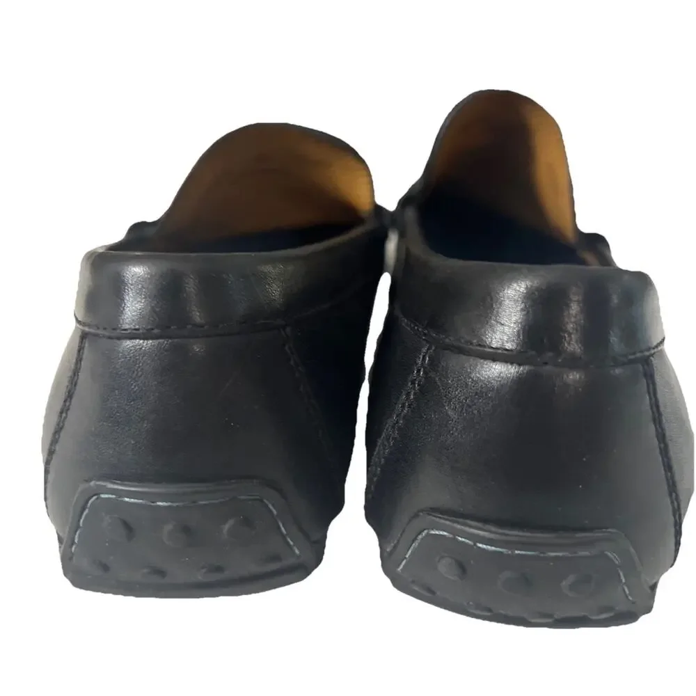 Peter Millar Shoes Mens Sz 8.5 Black Leather Horsebit Slip On Driving Loafers